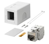 FGB 1-Port Connection Box with RJ45 Module, Surface-Mounted Network Socket | STP shielded, keystone module CAT 7, LAN socket, 10 Gbit/s 600 MHz