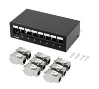 FGB 10 Gbps 8 Port CAT7 Patch Panel with 8x CAT.7 RJ45 Keystone Jack Module, STP Patch Panel Distribution Panel for Network LAN DSL, Compatible CAT6 CAT6a CAT7 CAT8 Installation Cable Network Cable