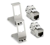 FGB 10Gbps 2xCAT 7 Keystone Jack Module with 2x1-Port DIN Rail Adapter - Tool-Free LSA - Metal STP Shielding RJ45 Socket Snap-in Mounting for 35 mm DIN Rails