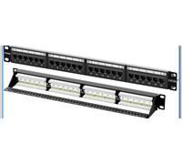 FGB 10Gbps Cat6A Patch Panel, 24-Port RJ45 Ethernet Patch Panel for 19"