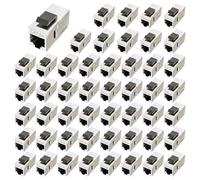 FGB 10Gbps RJ45 Coupler Cat6a Keystone Coupler 50pcs Silver | Shielded, Keystone Jack Female to Female, Ethernet Network Coupling Network Connector for Extension Ethernet Cable