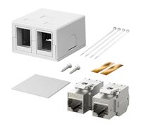 FGB 2-Port Connection Box with RJ45 Module, Surface-Mounted Network Socket | STP shielded, keystone module CAT 7, LAN socket, 10 Gbit/s 600 MHz