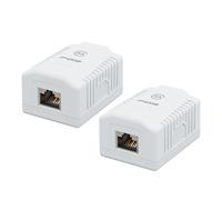 FGB 2 x Cat6A Surface-Mounted Ethernet Connector Wall Socket 1 Port RJ45 Socket Shielded Surface-Mounted 10 Gbit/s Ethernet Network LAN Socket for Various Applications White