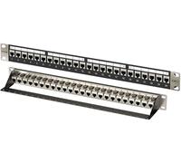 FGB 24 Port Patch Panel and Cat7 RJ45 STP Keystone Coupler, 1U | 10Gbps, 19" Rackmount or Wall Mount Patch Panel with Back Bar, Network Patch Panel for Gigabit Network Switch