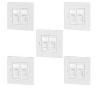 FGB Cat6 RJ45 Socket Faceplate Wall Plate, Double Port, 5 Pack | RJ45 Wall Sockets Cat6 Single Port for CAT6/CAT5E/CAT5 Ethernet Cable Networking Socket Box with Keystones Jack Modular