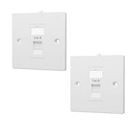 FGB Cat6 RJ45 Socket Faceplate Wall Plate, Single Port, 2 Pack | RJ45 Wall Sockets Cat6 Single Port for CAT6/CAT5E/CAT5 Ethernet Cable Networking Socket Box with Keystones Jack Modular