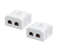 FGB Cat6A Network Socket Surface-Mounted RJ45 Socket Shielded Surface-Mounted 10 Gbit/s Ethernet Network LAN Socket (Pack of 2 - 2 x RJ45 Socket)