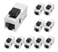 FGB Cat7 Keystone Module RJ45 Shielded Coupling Socket 10 Pack Silver | 10 Gbps 600 MHz, keystone coupling socket, network patch panel keystone, Ethernet coupling, network connector