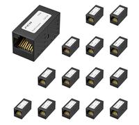 FGB RJ45 Coupler Ethernet Female to Female Connector 15 Pack Black | RJ45 Connector for Cat7 Cat6A Cat6 Cat5e Cat5 Ethernet Cable, Network In-Line Coupler