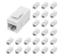 FGB RJ45 Keystone Coupler, CAT6A Keystone Jack 25-Pack, White | 10 Gbps Cat6A Keystone Coupler, RJ45 Female to Female UTP Ethernet Coupler for Cat6A/Cat6/Cat5e/Cat5