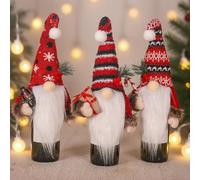 Fgbetcv 3 Pcs Christmas Gnomes Wine Bottle Cover,Gnome Decorative Bottle Covers for Whiskey, Spirits, Champagne, Christmas Party, Festival, Dinner Table, Xmas Gift Bags