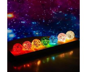 Fgbetcv 7 Core Memories Lamp, Ice Cracked Balls Core Memory Lamp,3D Crystal Night Light Sleep Lamp Decorative USB Lights,Natural Crystal Quartz Healing Spheres Night Light Decoration