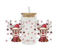 Fgbetcv Christmas UV DTF Cup Wrap,Christmas Theme Transfer Stickers for Glass Cups,Christmas Rub on Transfers for Crafts,Waterproof UV DTF Transfer Stickers for Cups Furniture Wood (D)