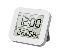 Fgbetcv Digital Shower Clock,Digital Shower Clock with Large LED Clear Display,Large Display,Bathroom Clock Monitors Temperature in C/F and Humidity Countdown Function Bathroom Clock (White)