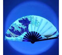 Fgbetcv Folding Fan Led Fan Light Up Hand Fan,Glow Large Rave Bamboo Folding Clack Hand Fan for men/women,Handheld Fan for Music Festival,Club,Event,Party,Dance Decoration