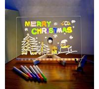 Fgbetcv LED Drawing Board, LED Note Board with 7 Colors Pen, LED Light Up Acrylic Drawing Board, Clear Rewritable Memo Board, Creative LED Night Light Dry Erase Board with Stand (30 * 20CM)