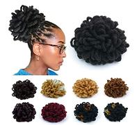FGBFASS Afro Puff Drawstring Ponytail Hair Bun Hairpieces Synthetic Dreadlock Faux Locs Clip in Chignon Scrunchies Hairpiece Loc Ponytail for Black Women Girls (Nature Black)