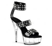 FgdeupY 15CM Stiletto High Heels Fashion Rivet Clear Fun Pole Dance Performance Nightclub Wristband Sandals,Black,2.5 UK