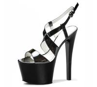 FgdeupY 17CM Women's Open Toed Thick Bottom Hollow High Heel Sandals Platform Ankle Sandals Party,Black,3 UK