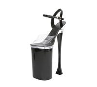 FgdeupY 26CM Clear Stiletto Platform Sexy Nightclub Pole Dance Open Toe Heel Model Walking High Heel Sandals,Black,6.5 UK