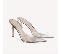 FgdeupY High Heel Mules for Women Slip on Open Pointed Toe Classy Stiletto Pumps Formal Slingback Mule Sandals Dress Walking Shoes,Silver,6 UK