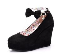 FgdeupY Wedges for Women Closed Toe Ankle Strap Platform High Heel Wedges Pumps 4 Inches,Black,2 UK