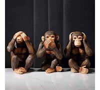FGDFGDG Sculptures Animals Decoration Retro Three Wise Monkeys Statue Animal Arts Sculpture Resin Crafts Nordic Living Room Porch Home Decoration Ornaments