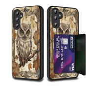 FGDRFGRW Card Holder Credit Card Wallets Case,Dual Layer Hybrid Shockproof Drop Protection with Kickstand Feature Case for Galaxy S25 Plus/S24 Plus 6.7",Vintage Owl Maple Leaf