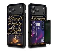 FGDRFGRW Card Holder Credit Card Wallets Case,Dual Layer Hybrid Shockproof Drop Protection with Kickstand Feature Case for iPhone 17 Pro Max 6.9",Bible Verses Proverbs 31:25