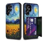 FGDRFGRW Card Holder Credit Card Wallets Case,Dual Layer Hybrid Shockproof Drop Protection with Kickstand Feature Case for Samsung Galaxy S26 Ultra 6.9",Van Gogh Starry Sky Sunflower
