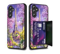 FGDRFGRW Card Holder Credit Card Wallets Case,Dual Layer Hybrid Shockproof Drop Protection with Kickstand Feature Case for Galaxy A54 5G 6.4",Paris Eiffel Tower Sakura