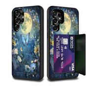 FGDRFGRW Card Holder Credit Card Wallets Case,Dual Layer Hybrid Shockproof Drop Protection with Kickstand Feature Case for Galaxy S25 Ultra 6.9",Moonlight Butterfly Flower