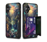 FGDRFGRW Card Holder Credit Card Wallets Case,Dual Layer Hybrid Shockproof Drop Protection with Kickstand Feature Case for iPhone 16 6.1",Guitar Nature Landscape