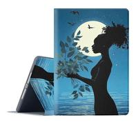 FGDRFGRW Case for 6" All-New Kindle 10th Generation 2019 Release,Adjustable Stand Auto Wake/Sleep Function Full Body Protection Cover - African Americans Woman Silhouette Moon