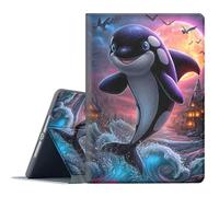 FGDRFGRW Case for 6" Kindle Paperwhite (10th Generation, 2018 Release),Adjustable Stand Auto Wake/Sleep Function Full Body Protection Cover - Killer Whale Halloween