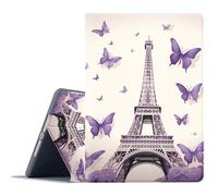 FGDRFGRW Case for All-New Amazon Fire HD 10/10 Plus Tablet (13th/11th,2023/2021 Release),Adjustable Stand Auto Wake/Sleep Function Full Body Protection Cover - Purple Eiffel Tower Butterfly
