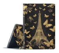 FGDRFGRW Case for All-New Amazon Fire HD 10/10 Plus Tablet (13th/11th Generation,2023/2021 Release),Adjustable Stand Auto Wake/Sleep function Full body protection Cover - Golden Butterfly Eiffel Tower
