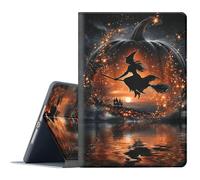 FGDRFGRW Case for iPad Air 1/2, iPad 9.7-Inch (2017/2018 Model,5th/6th Generation),Adjustable Stand Auto Wake/Sleep Function Full Body Protection Cover - Halloween Witch Pumpkin
