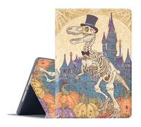 FGDRFGRW Case for iPad Air 1/2, iPad 9.7-Inch (2017/2018 Model,5th/6th Generation),Adjustable Stand Auto Wake/Sleep Function Full Body Protection Cover - Dinosaur Skeleton Halloween