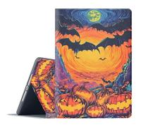 FGDRFGRW Case for iPad Air 1/2, iPad 9.7-Inch (2017/2018 Model,5th/6th Generation),Adjustable Stand Auto Wake/Sleep Function Full Body Protection Cover - Halloween Pumpkin Bat
