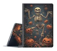 FGDRFGRW Case for iPad Air 1/2, iPad 9.7-Inch (2017/2018 Model,5th/6th Generation),Adjustable Stand Auto Wake/Sleep Function Full Body Protection Cover - Halloween Skeleton Pumpkin