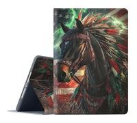 FGDRFGRW Case for iPad Pro 12.9 Inch (6th/5th 2022/2021) iPad Air 13 Inch (M3/M2, 2025/2024),Adjustable Stand Auto Wake/Sleep Function Full Body Protection Cover - American Indian Feather Horse