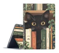 FGDRFGRW Case for Samsung Galaxy Tab A 10.1 2019 Model SM-T510/T515/T517,Adjustable Stand Auto Wake/Sleep Function Full Body Protection Cover - Black Cat Bookshelf