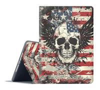 FGDRFGRW Case for Samsung Galaxy Tab A 8.0 2017 Model SM-T380/T385,Adjustable Stand Auto Wake/Sleep Function Full Body Protection Cover - Skull American Flag