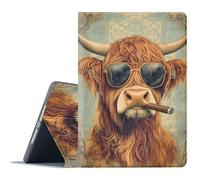 FGDRFGRW Case for Samsung Galaxy Tab A 8.0 2017 Model SM-T380/T385,Adjustable Stand Auto Wake/Sleep Function Full Body Protection Cover - Highland Cow Sunglasses Cigar