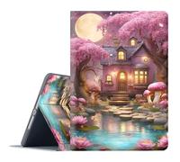FGDRFGRW Case for Samsung Galaxy Tab A 8.0 2019 Model SM-T290/T295,Adjustable Stand Auto Wake/Sleep Function Full Body Protection Cover - Cherry Blossom Moonlit Cottage