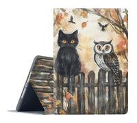 FGDRFGRW Case for Samsung Galaxy Tab A11/A9 8.7-Inch 2025/2023,Adjustable Stand Auto Wake/Sleep Function Full Body Protection Cover - Black Cat Owl Halloween