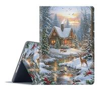 FGDRFGRW Case for Samsung Galaxy Tab A11 Plus/A9 Plus 11 Inch 2025/2023,Adjustable Stand Auto Wake/Sleep Function Full Body Protection Cover - Christmas Cabin Snow Scene