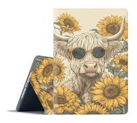 FGDRFGRW Case for Samsung Galaxy Tab A7 10.4-Inch 2022/2020 Model SM-T503/509/T500/T505/T507,Adjustable Stand Auto Wake/Sleep Function Full Body Protection Cover - Sunflower Sunglasses Highland Cow