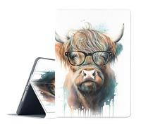 FGDRFGRW Case for Samsung Galaxy Tab A7 Lite 8.7-Inch 2021 Model SM-T220/T225/T227,Adjustable Stand Auto Wake/Sleep Function Full Body Protection Cover - Highland Cow Glasses